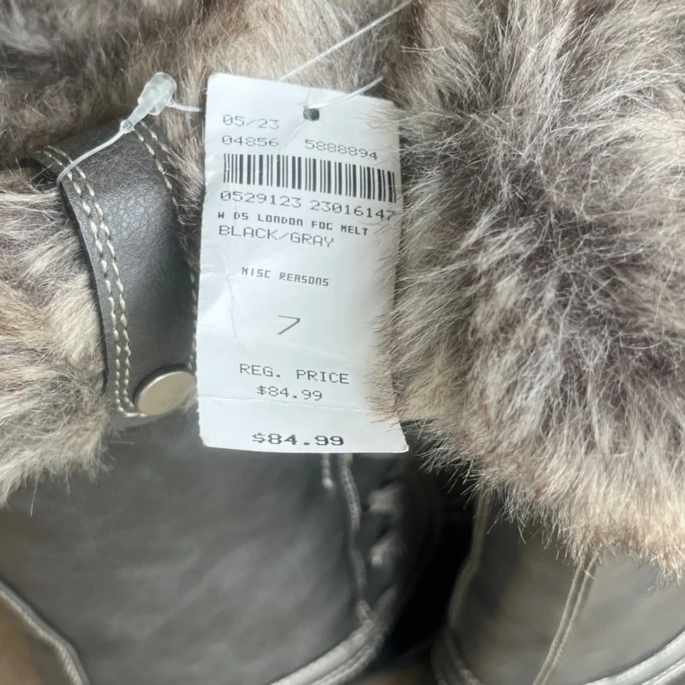 KIDS London Fog Melton Boots, Size 7, Black and Gray